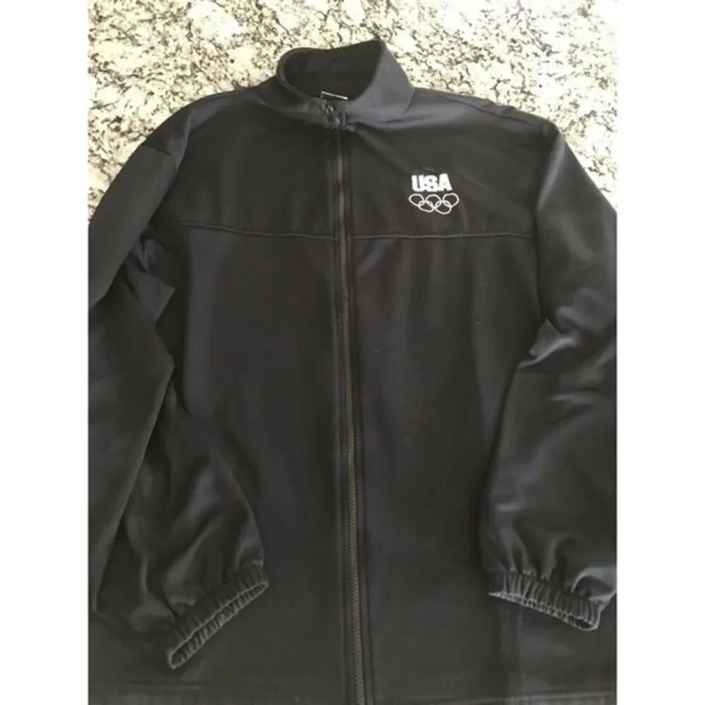 USA Olympic‎ Committee Jacket Full Zip Up Size XL Black /Navy Blue  Olympics